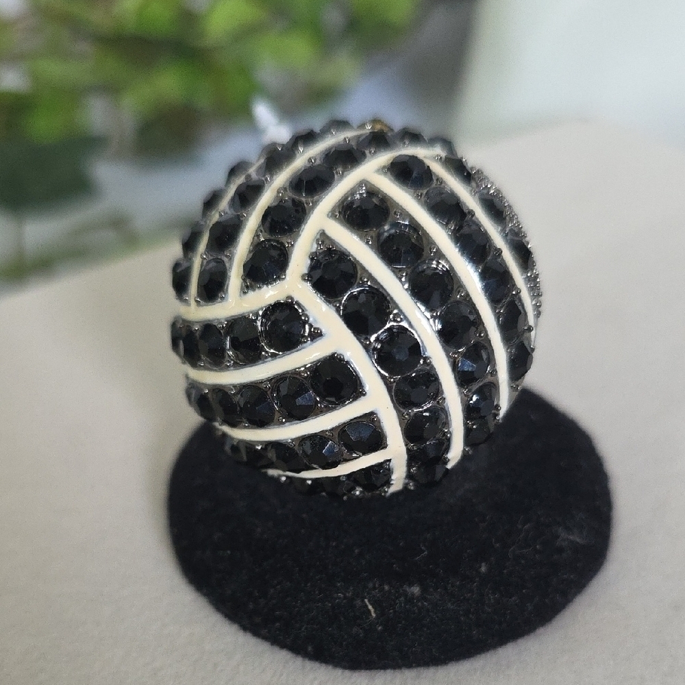Statement Bling Volleyball Dome Stretch Ring